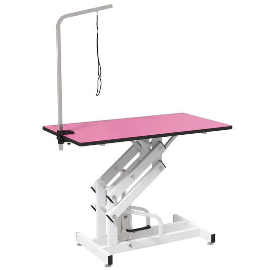 Pet Grooming Table, Height Adjustable Dog Grooming Table with Arm, Noose and Non-Slip Grooming Table, Pink - Gallery Canada