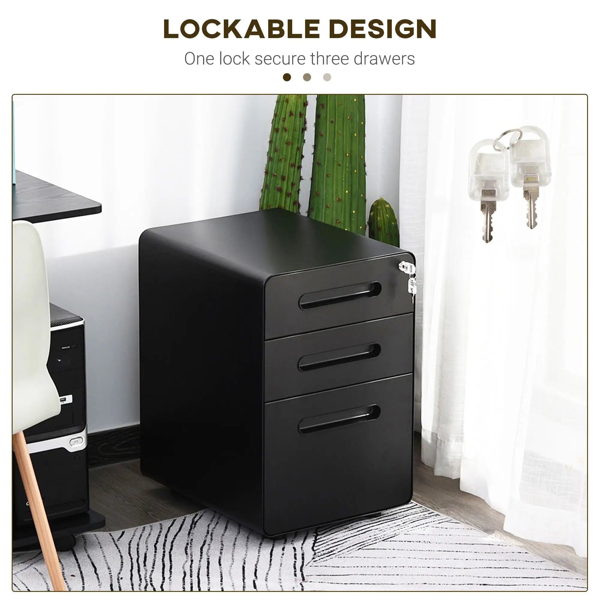 Lockable File Cabinet, Steel Filing Cabinet on Wheels for Legal, A4, Letter Size, Home Office Office Cabinets & Cupboards at Gallery Canada