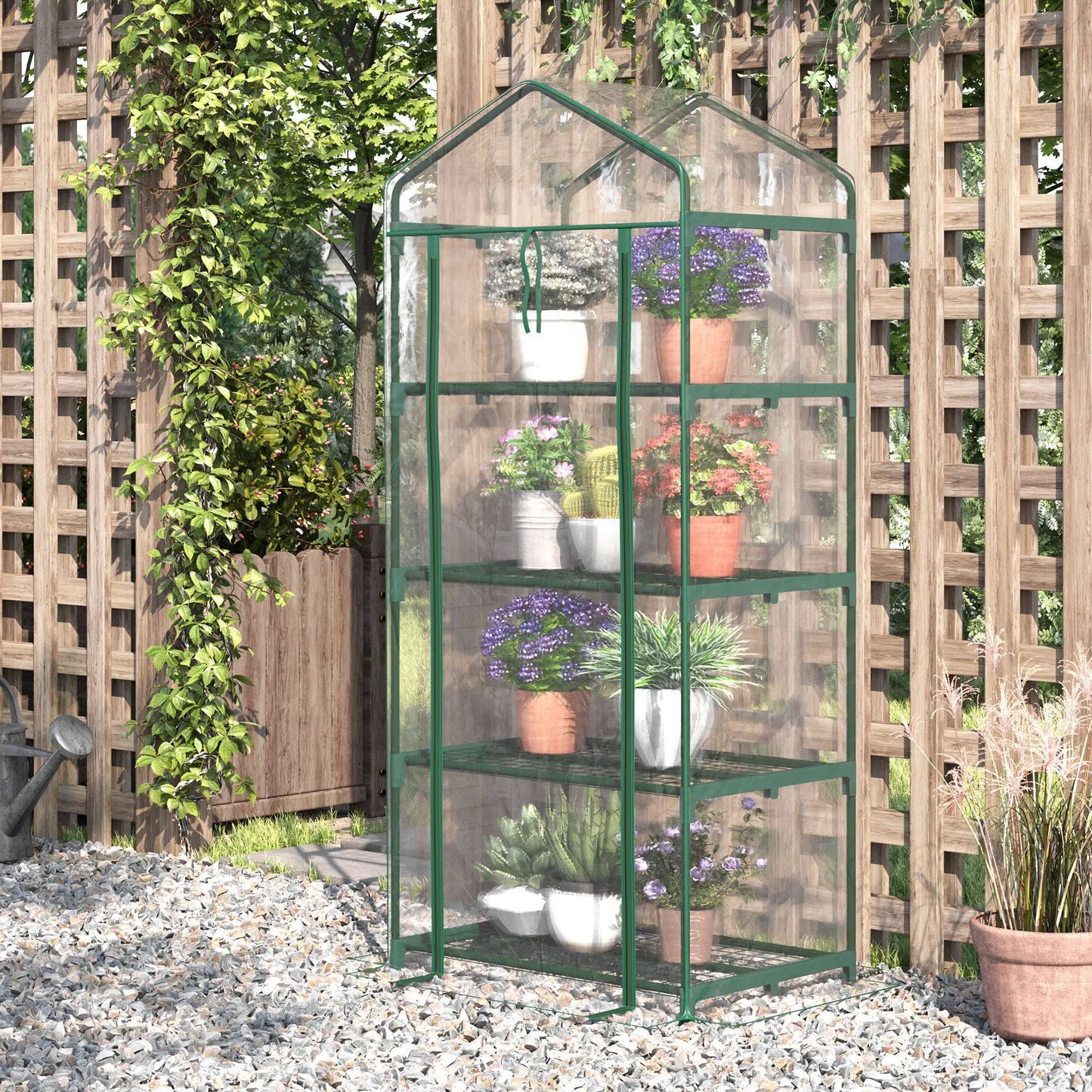 28" x 20" x 63" Portable Greenhouse, 4 Tier Shelves, Steel Frame, PVC Cover, Transparent Portable Greenhouses at Gallery Canada