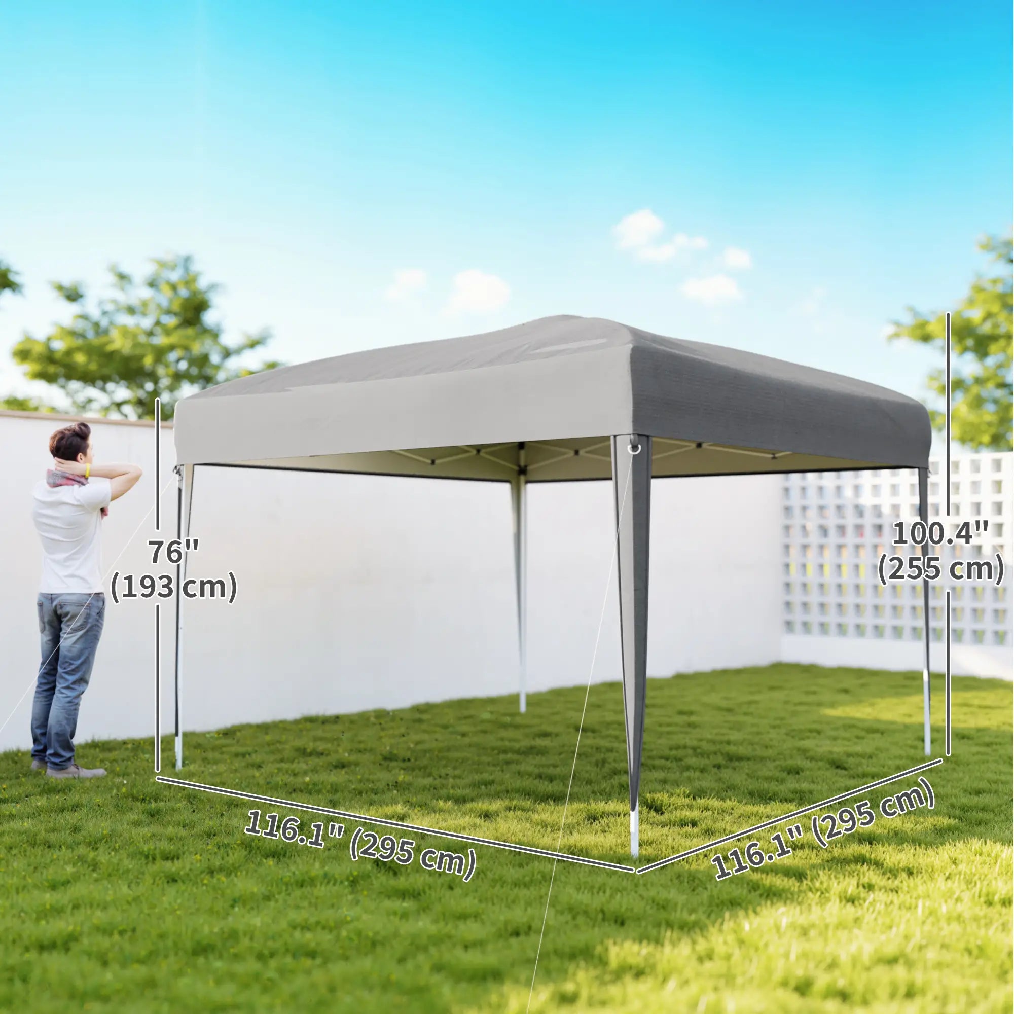 10 x 10ft Folding Pop Up Tent, Outdoor Gazebo Canopy, Grey Pop Up Canopies at Gallery Canada