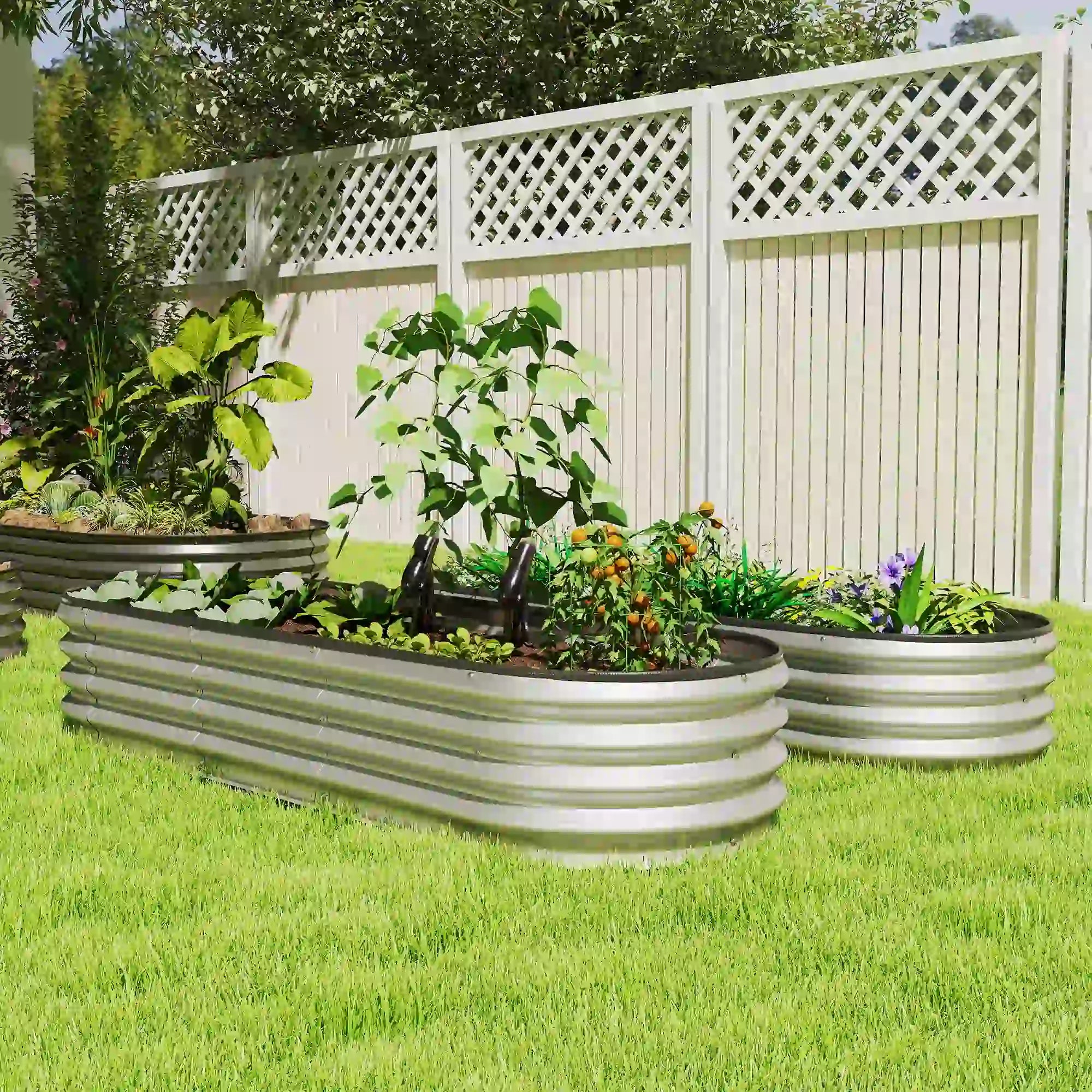 2Pcs Galvanized 6x2x1 ft Raised Garden Bed, Silver Galvanized Planter Boxes at Gallery Canada