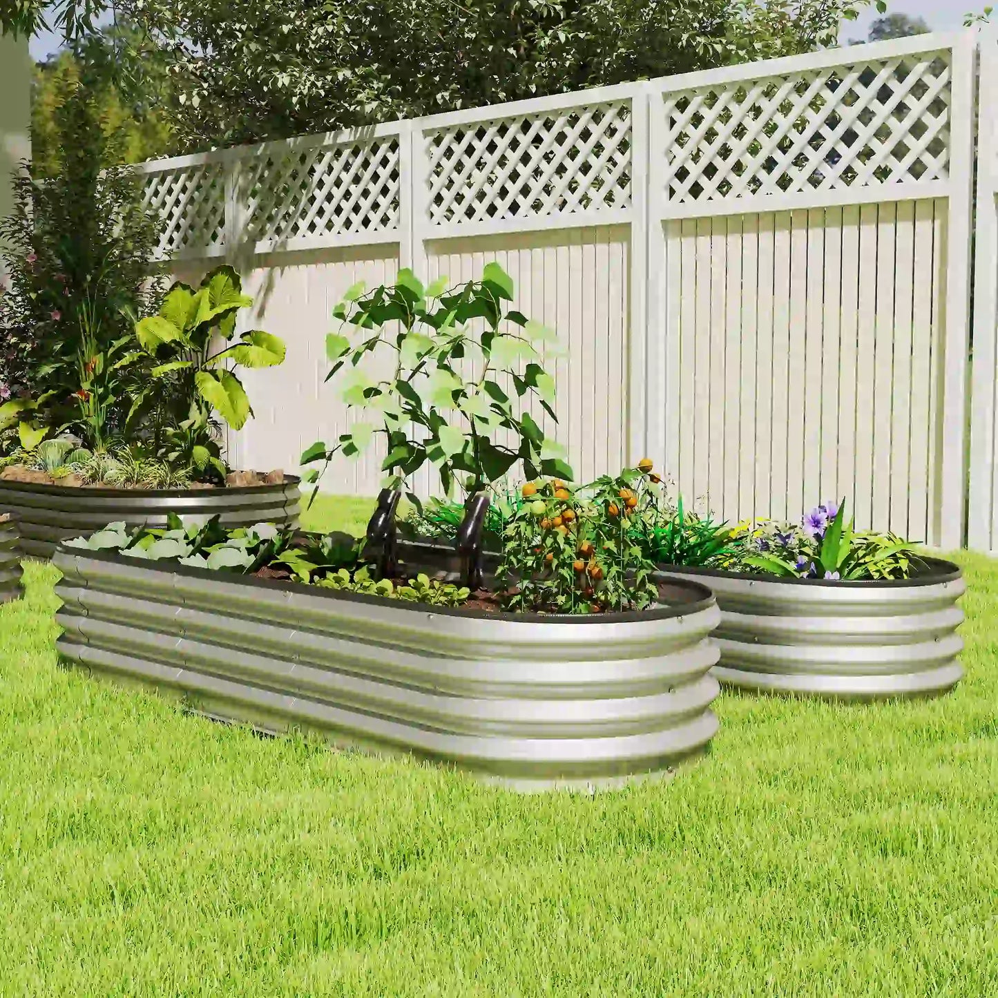 2Pcs Galvanized 6x2x1 ft Raised Garden Bed, Silver Galvanized Planter Boxes at Gallery Canada