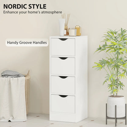 4-Drawer Bathroom Cabinet, Freestanding Narrow Storage, White Bathroom Cabinets at Gallery Canada