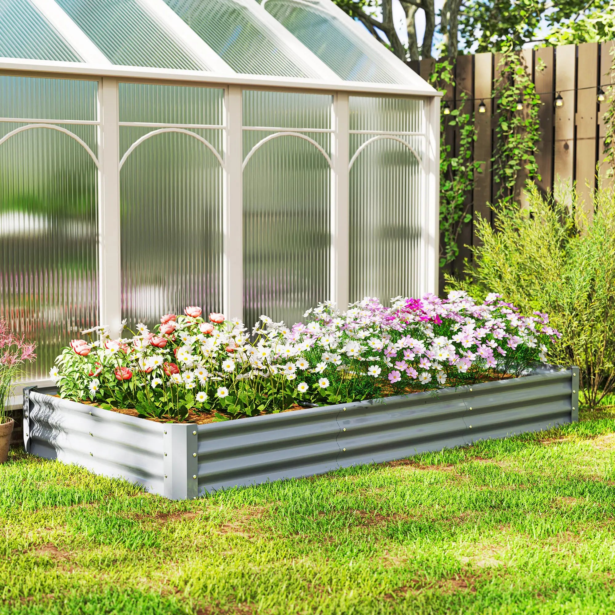 8 x 4 x 1ft Galvanized Raised Garden Bed, Reinforced Outdoor Planter Box, Silver Raised Garden Beds at Gallery Canada