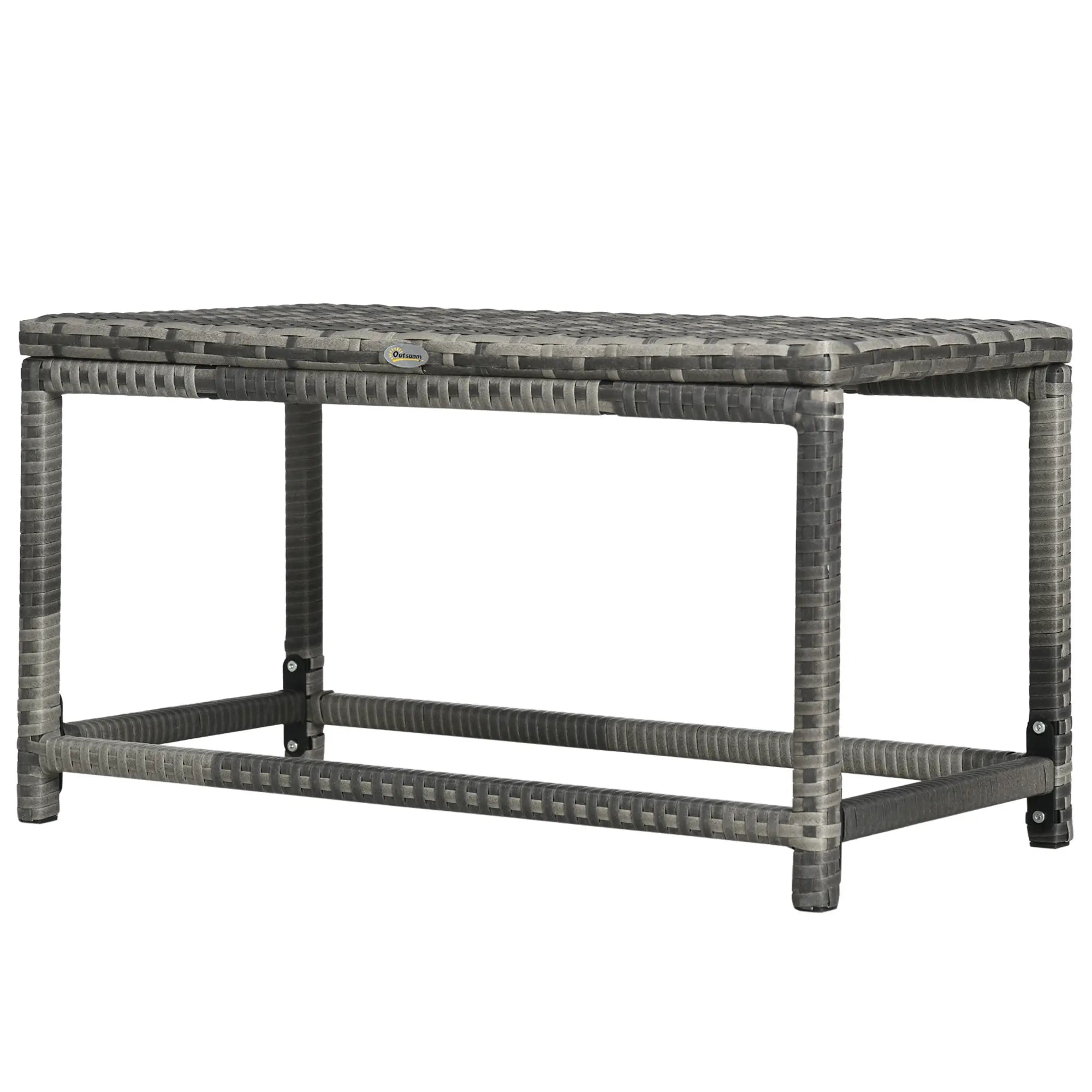 Patio Rattan End Table, Outdoor Side Table Mixed Grey, Grey Patio Side Tables Mixed Grey at Gallery Canada