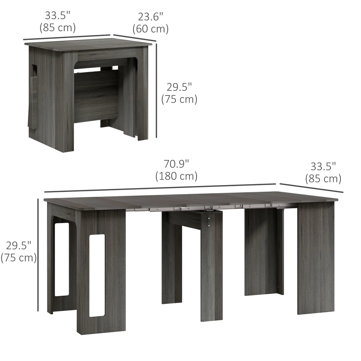 Extendable Dining Table, Expandable Kitchen Table, Seats 6, Grey Dining Tables at Gallery Canada