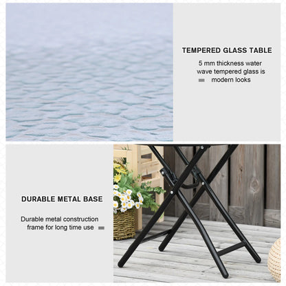 18" Round Folding Coffee Table, Tempered Glass Top, Portable for Patio, Balcony Patio Side Tables at Gallery Canada