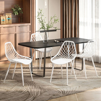 Modern Dining Chairs Set of 4, Plastic with Metal Legs, White Dining Chairs at Gallery Canada