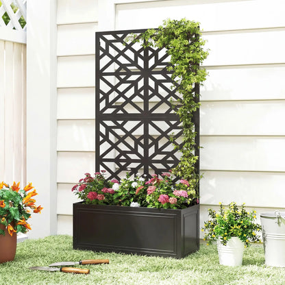 Lit de jardin surélevé en métal avec treillis pour plantes grimpantes