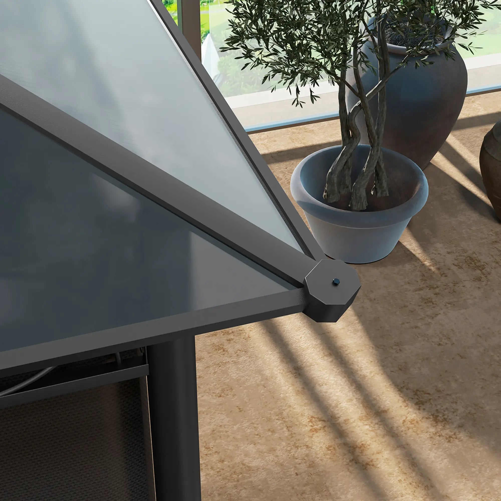 13' x 10' Polycarbonate Hardtop Gazebo, Aluminum Frame, Dark Grey Gazebos at Gallery Canada