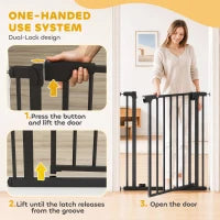 30-32In Baby Pet Gate 36In H Auto-Close Two-Way, Black