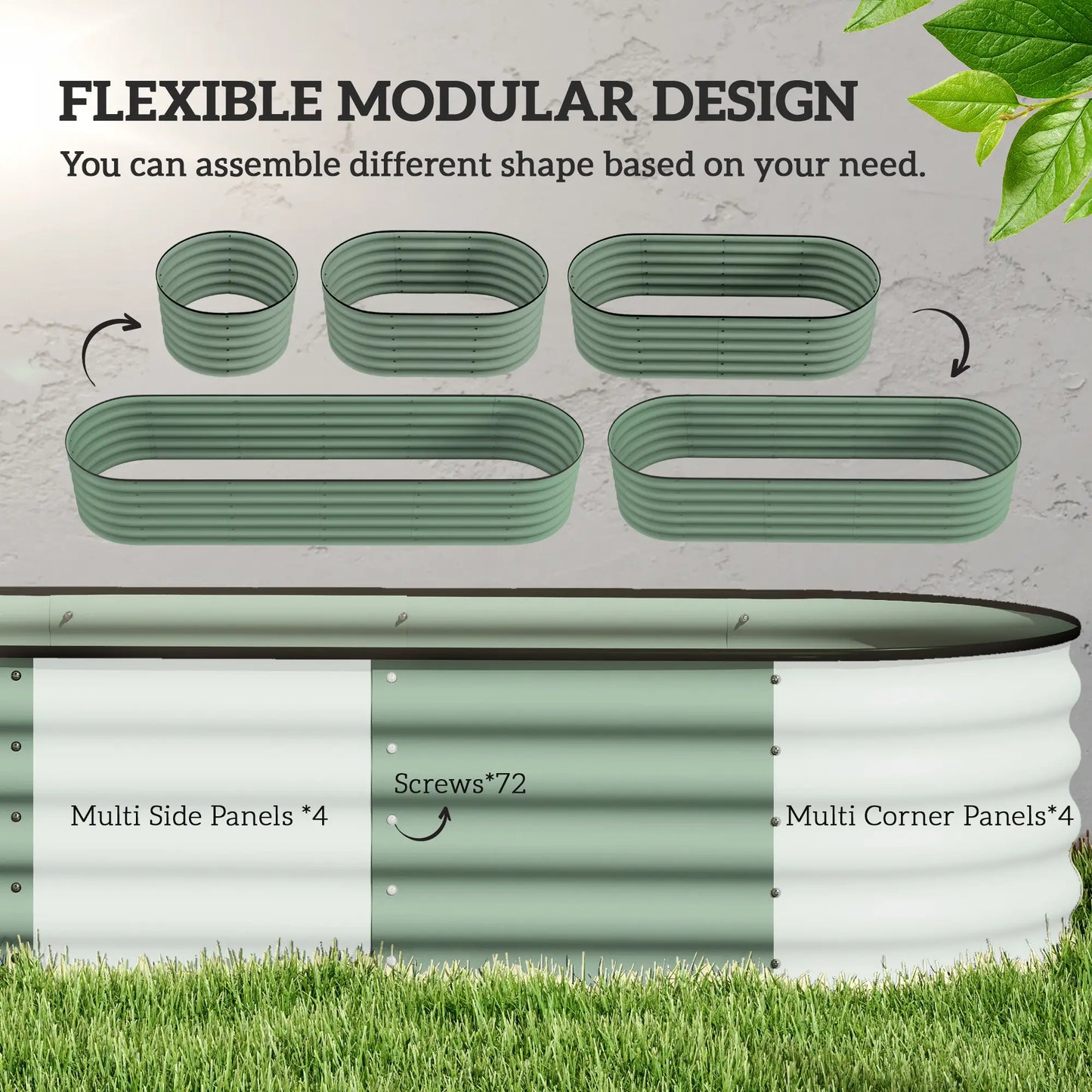 8 x 2 x 1,5 FT Lit de jardin surélevé en acier galvanisé, Vert