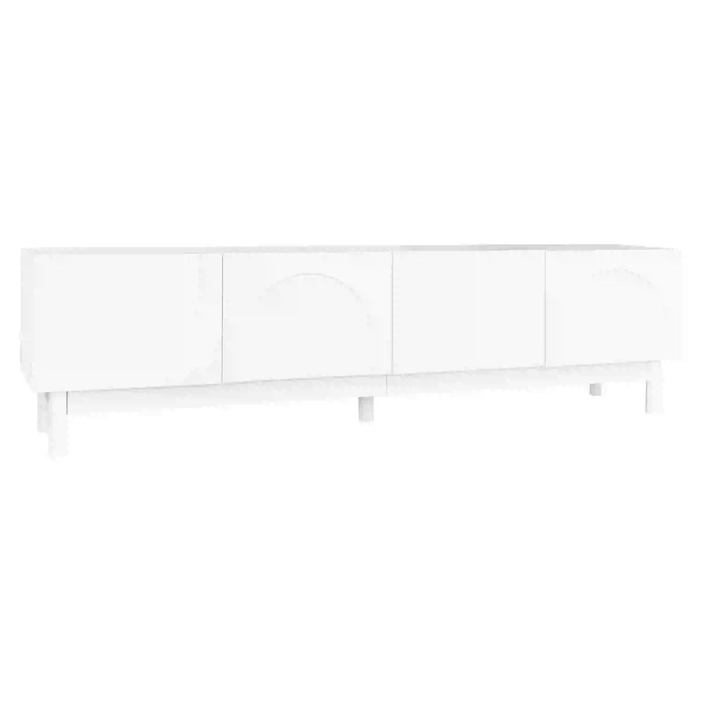 TV Stand, Wave Shaped Doors, Sturdy Legs, 66.5" L x 13.5" W x 18" H, White TV Stands at Gallery Canada