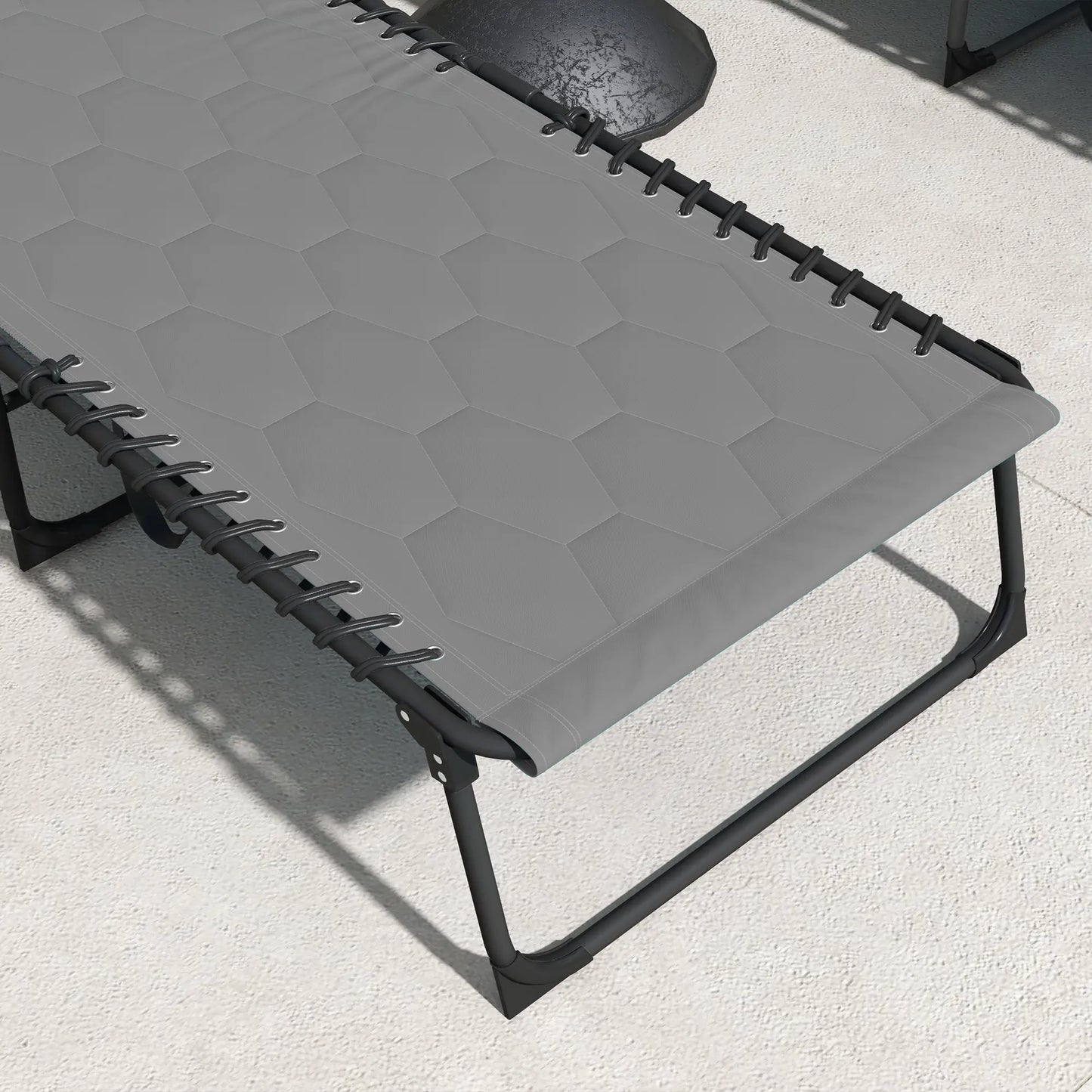 Folding Chaise Lounge, Reclining Back, 25.6" x 74" x 14.2", Grey Lounger Chairs at Gallery Canada