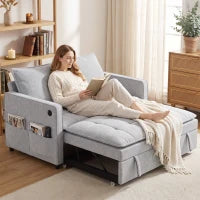 51" Canapé-lit velours convertible, ports USB, gris