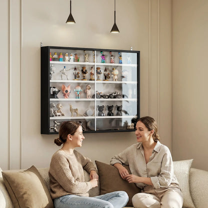 5-Tier Glass Display Cabinet, 2 Doors, 4 Adjustable Shelves, Black Display Bookshelves at Gallery Canada