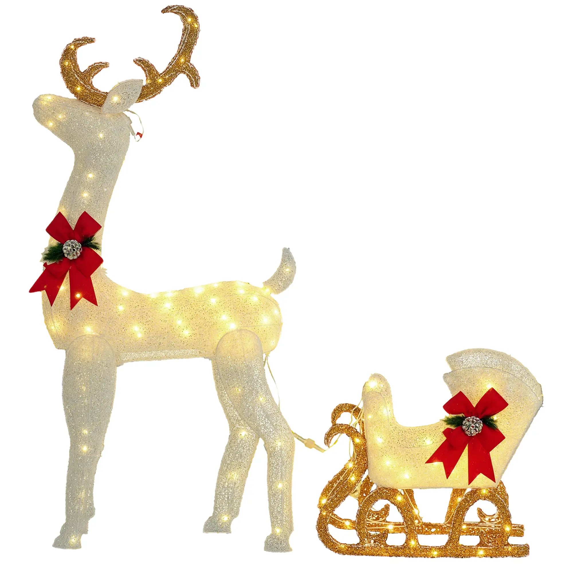 Lighted Deer Christmas Decor, 170 LED, Garden, White Christmas Deer Lights at Gallery Canada