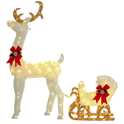 Lighted Deer Christmas Decor, 170 LED, Garden, White Christmas Deer Lights at Gallery Canada