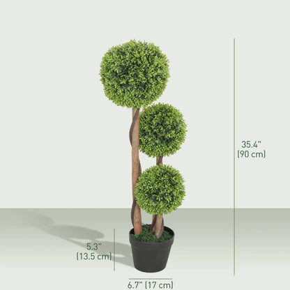 3FT Artificial Boxwood Topiary Trees, Set of 2, Green Artificial Trees at Gallery Canada