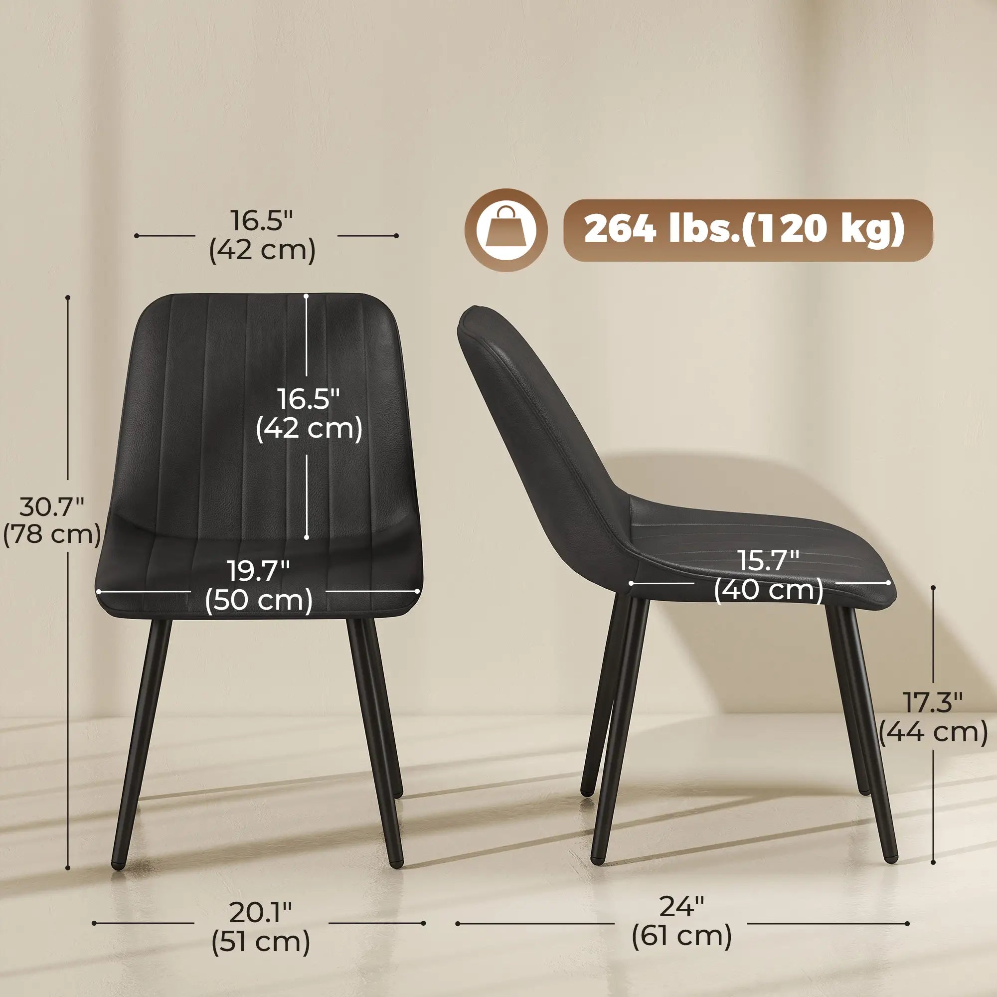 Faux Leather Dining Chairs Set of 4, Black Metal Legs, Black Dining Chairs at Gallery Canada
