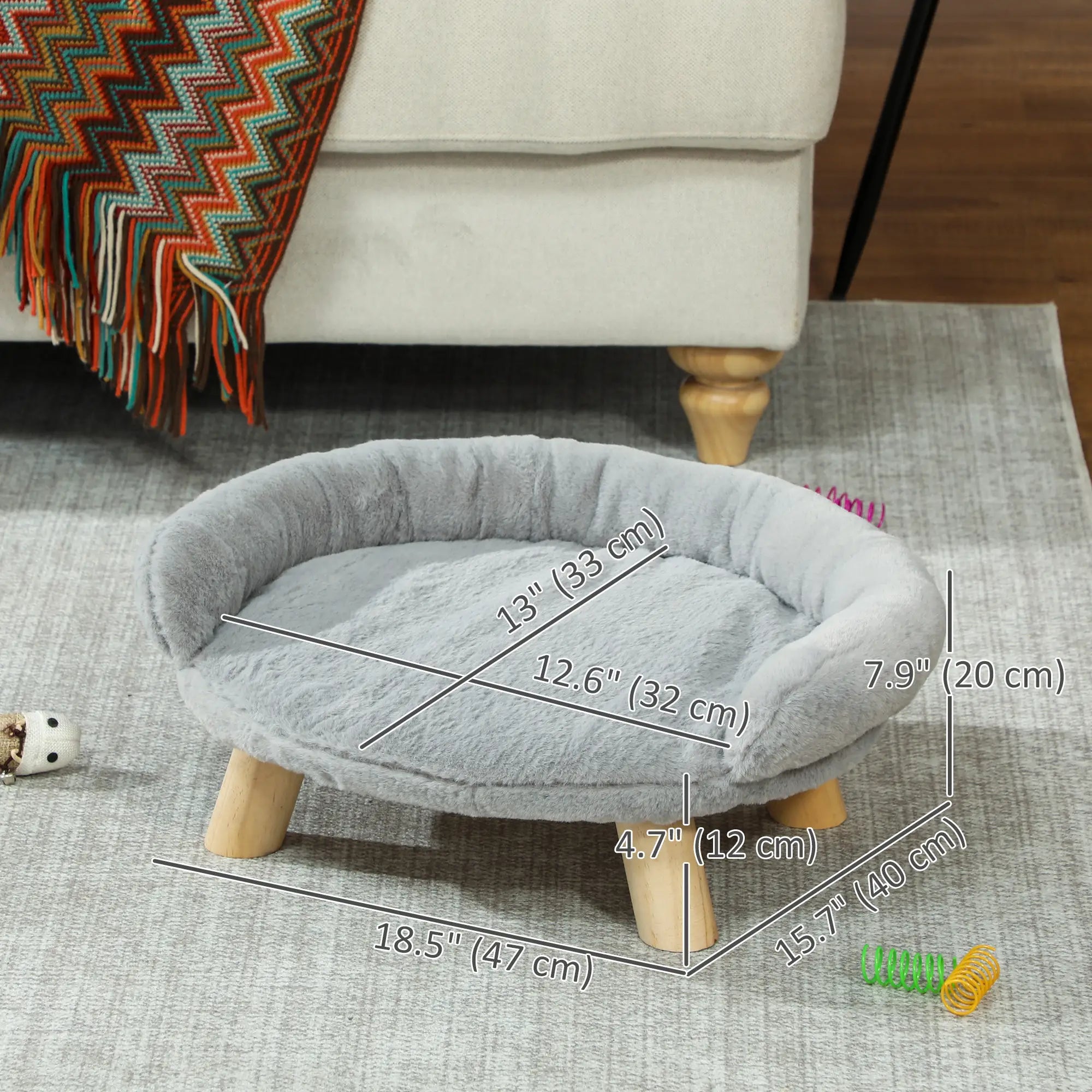 Elevated Dog Sofa Bed, Washable Cover, Wooden Legs, Miniature Dogs, Grey Dog Sofas at Gallery Canada