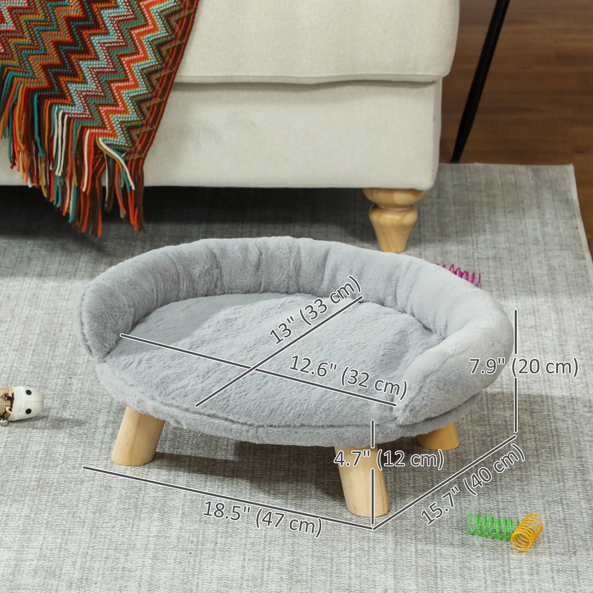 Elevated Dog Sofa Bed, Washable Cover, Wooden Legs, Miniature Dogs, Grey Dog Sofas at Gallery Canada