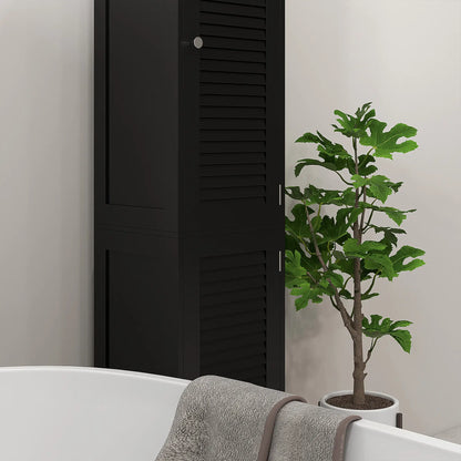 Narrow Tall Bathroom Storage Cabinet with Shelves, Doors, Black Bathroom Cabinets at Gallery Canada