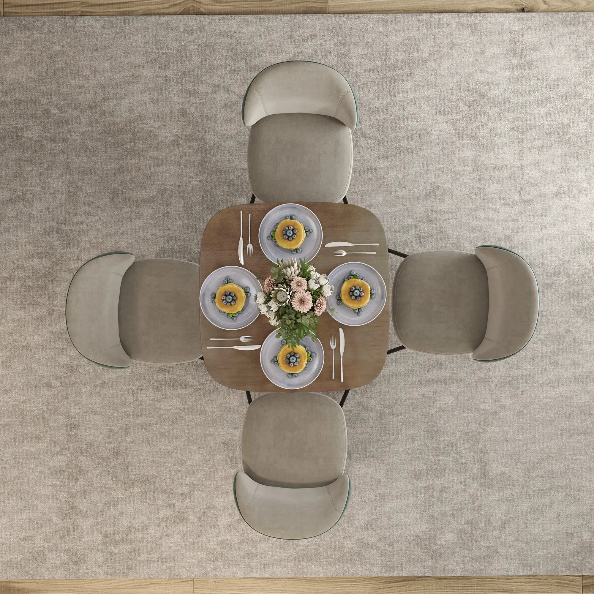 Modern Dining Table For 4, Wood-Effect Top, 27.6