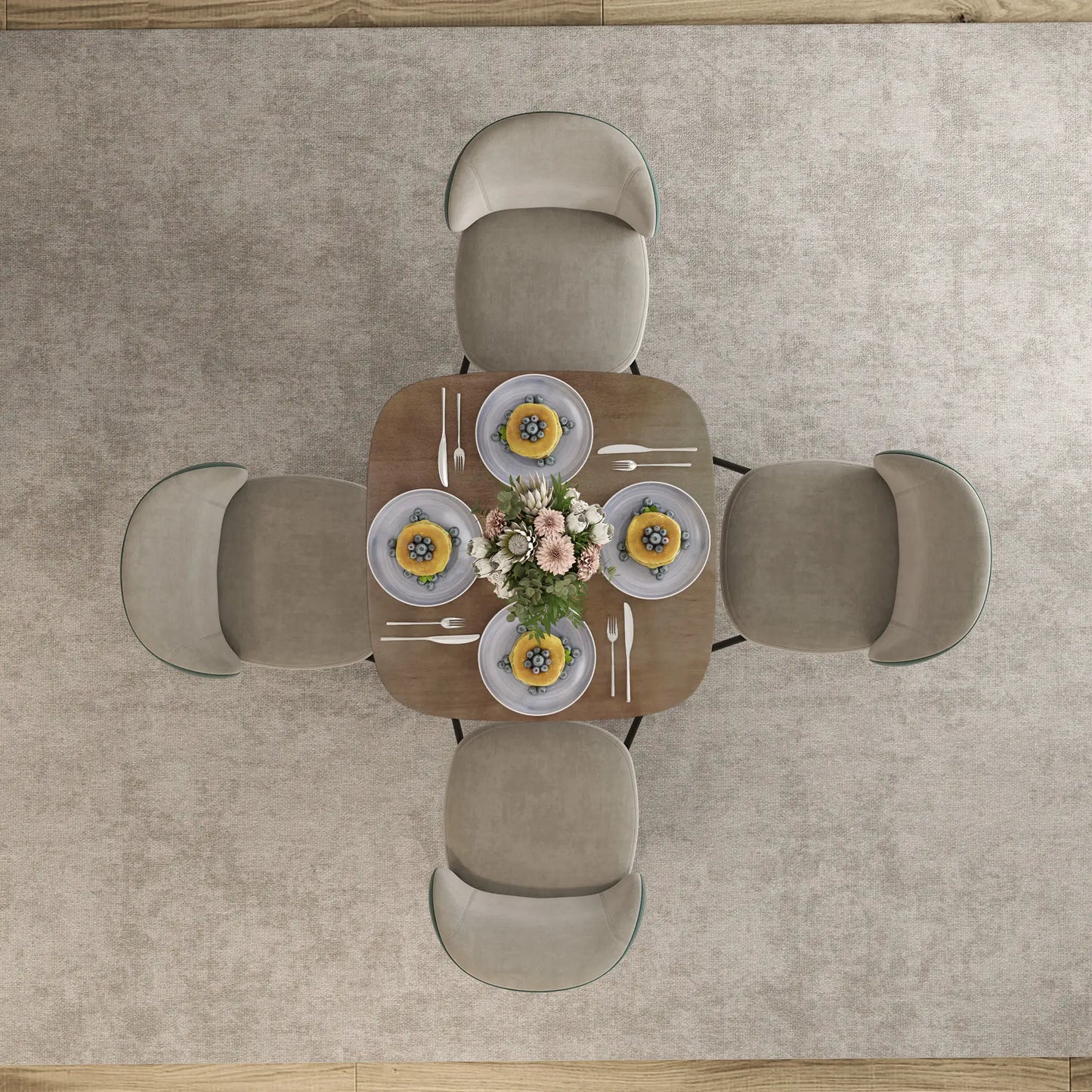 Modern Dining Table For 4, Wood-Effect Top, 27.6" x 27.6", Dark Brown Dining Tables at Gallery Canada