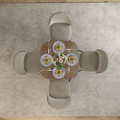 Modern Dining Table For 4, Wood-Effect Top, 27.6" x 27.6", Dark Brown Dining Tables at Gallery Canada