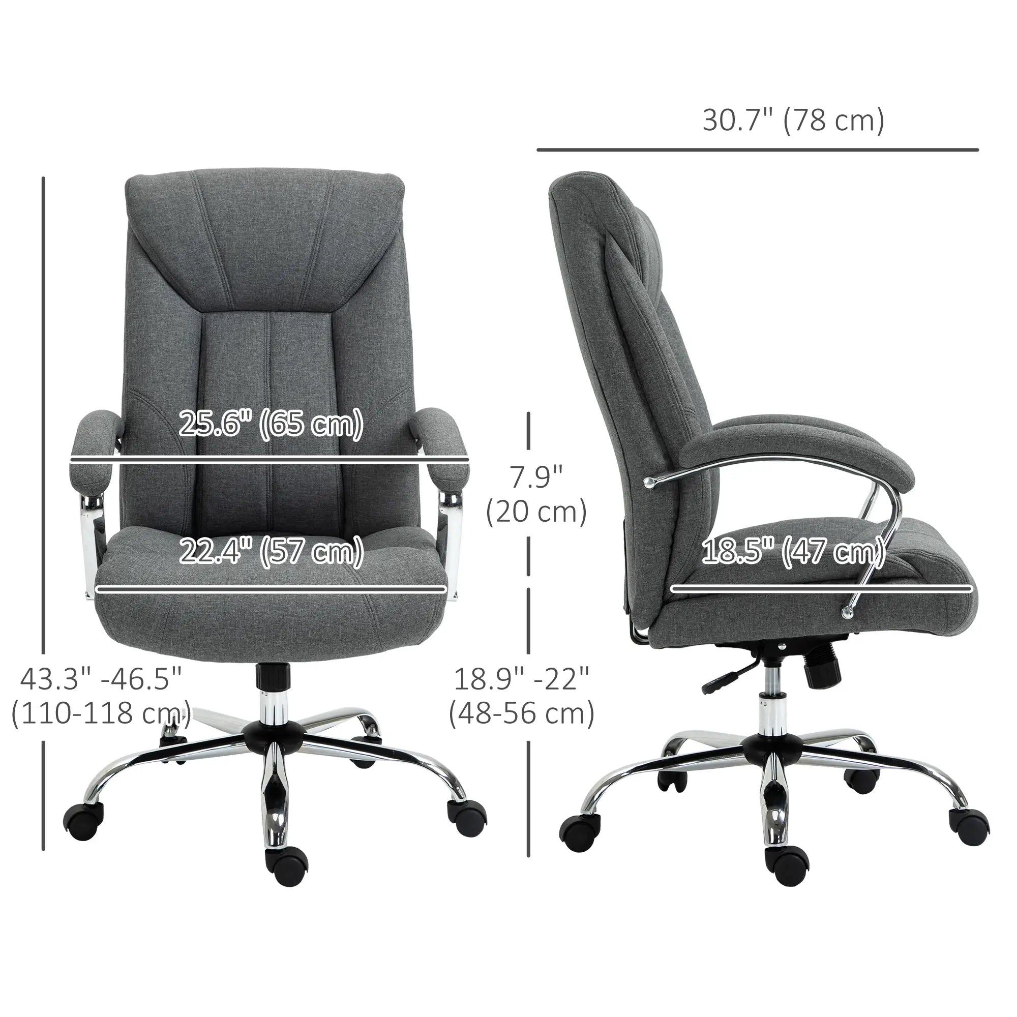 Ergonomic High Back Swivel Office Chair, Adjustable Height, Linen Fabric, Grey Executive & Manager Chairs at Gallery Canada