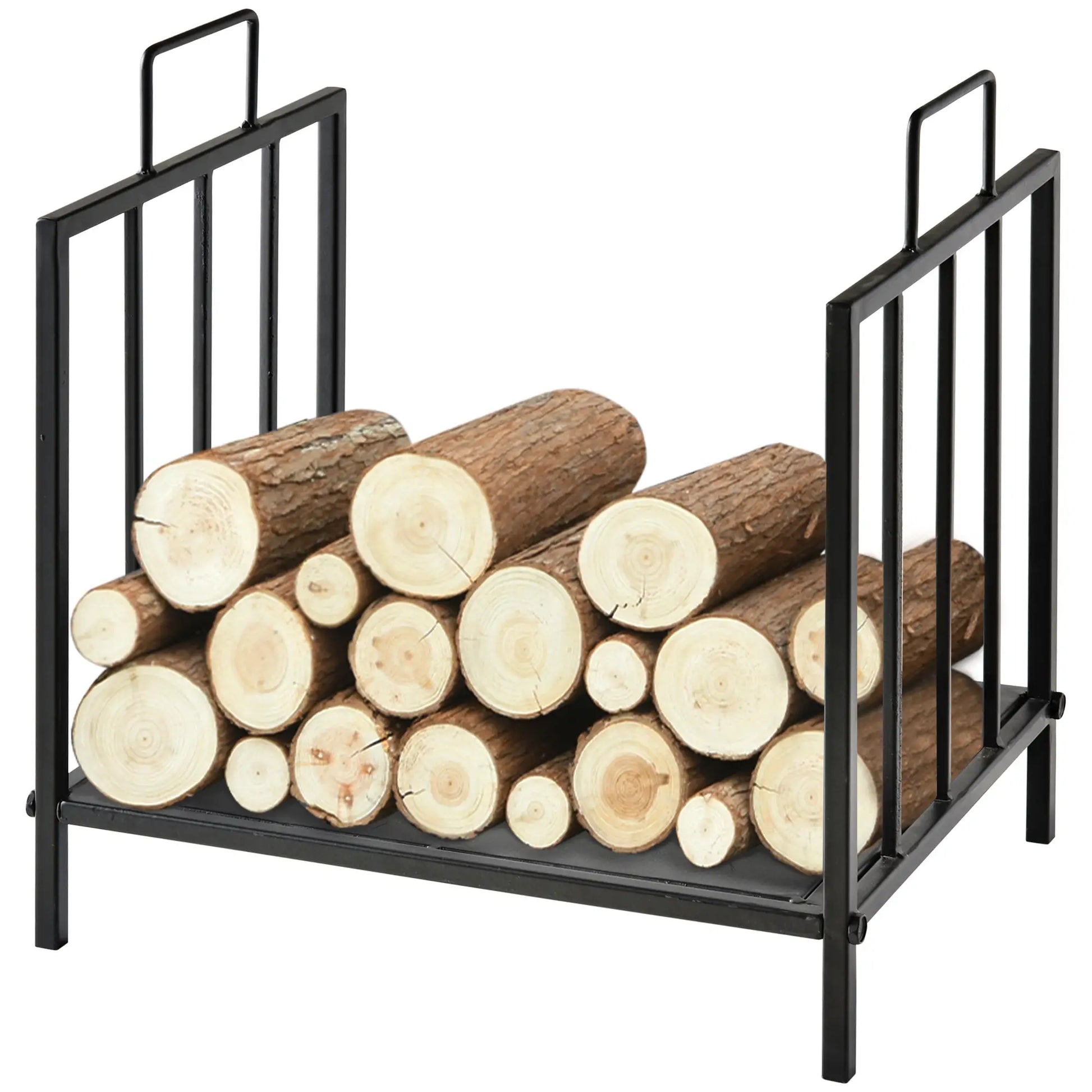 17.5" Heavy-Duty Metal Firewood Rack, Indoor Outdoor, Black Firewood Racks Black at Gallery Canada
