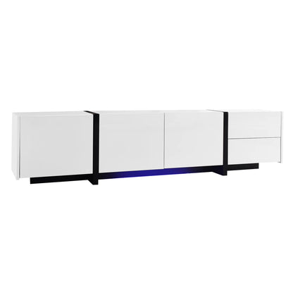 TV Cabinet, High Gloss Finish, Ample Storage, 67" L x 11.5" W x 11.5" H, White TV Stands at Gallery Canada