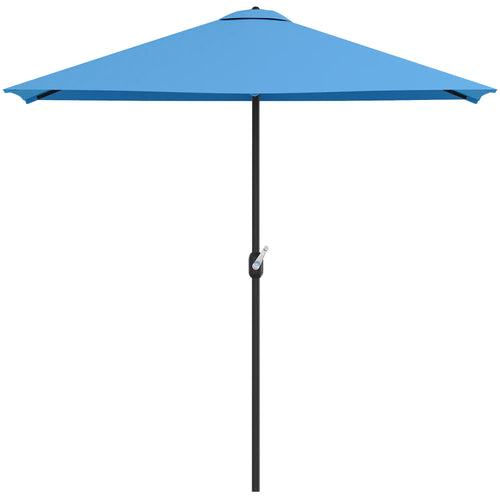 8ft Half Round Umbrella, Patio Garden Sun Shade, 5 Ribs