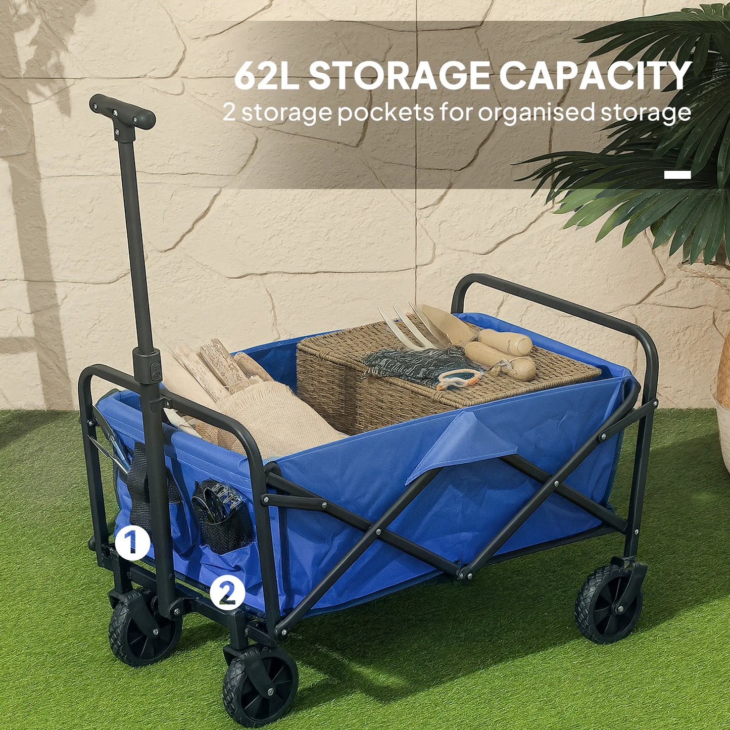 Heavy Duty Collapsible Folding Garden Cart, Universal Wheels, Blue Bike Cargo Trailers at Gallery Canada