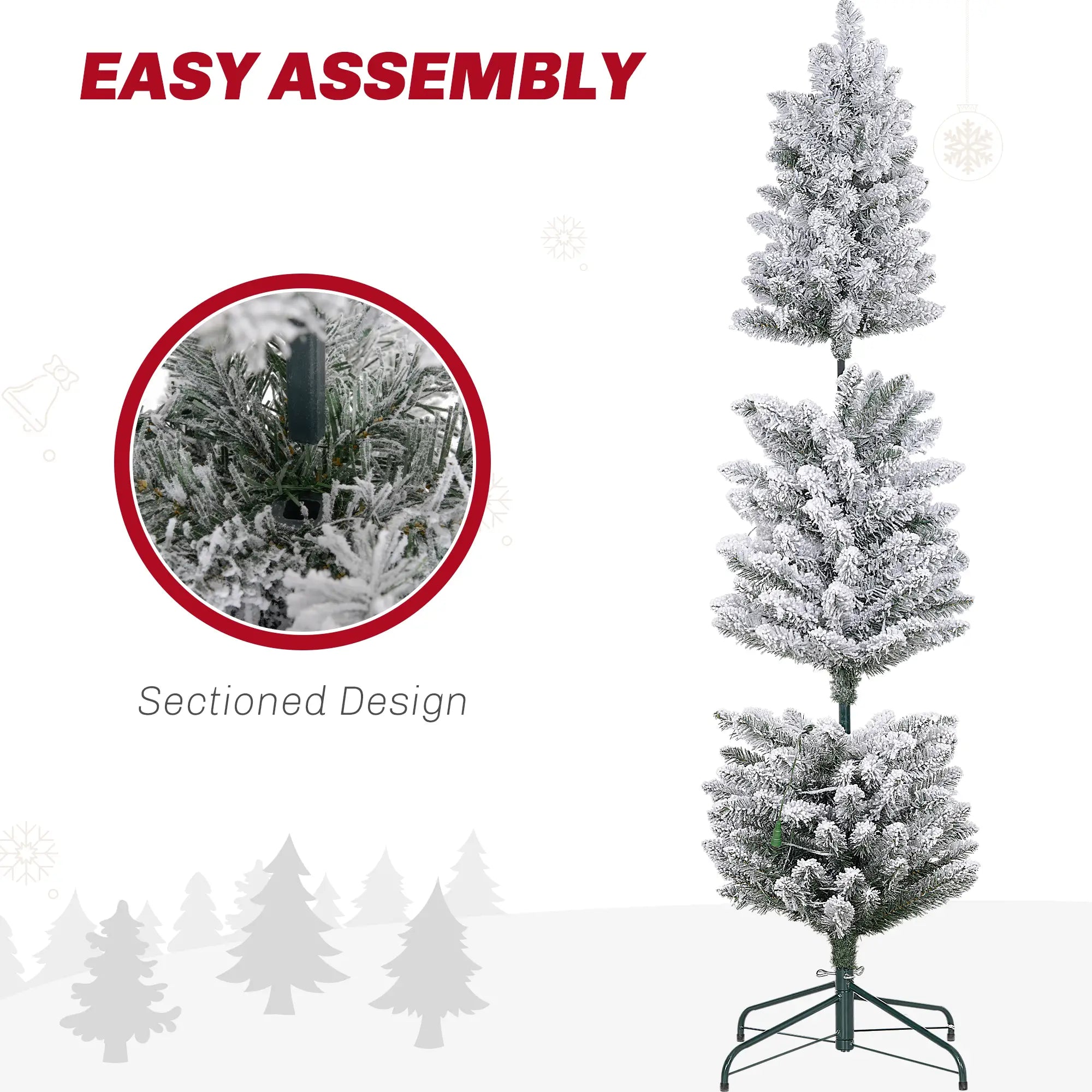 5ft Prelit Snow Flocked Christmas Tree, Metal Base, Warm White LED Pre Lit Christmas Trees at Gallery Canada