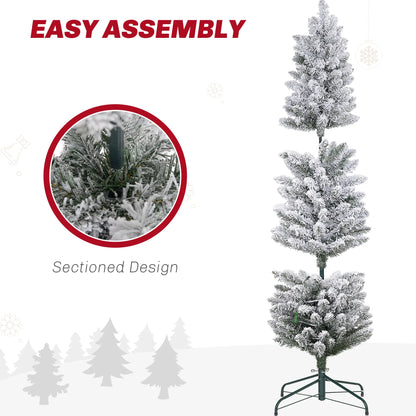 5ft Prelit Snow Flocked Christmas Tree, Metal Base, Warm White LED Pre Lit Christmas Trees at Gallery Canada