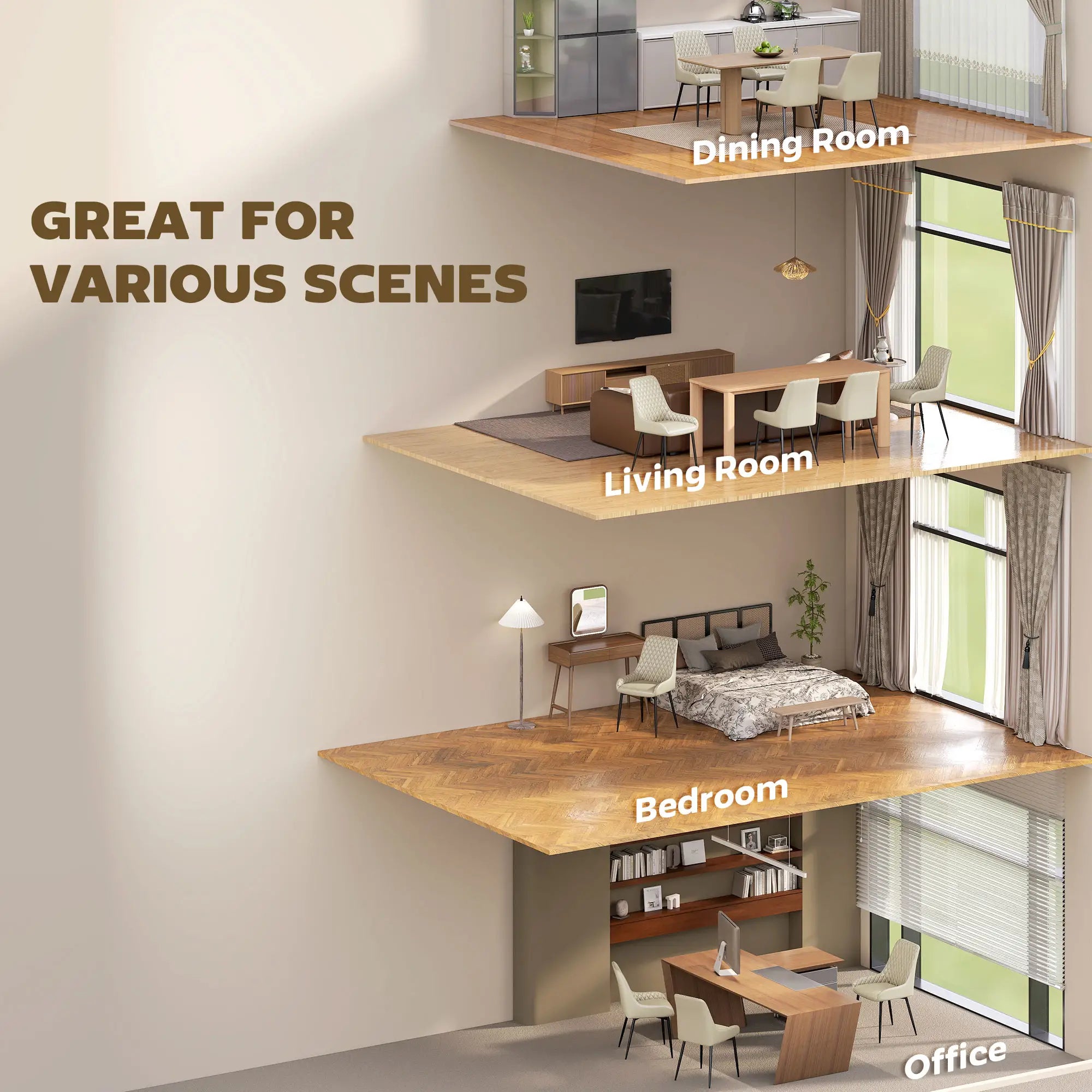 Upholstered Kitchen Chairs Set of 4, Diamond Tufting, Steel Legs, Khaki Dining Chairs at Gallery Canada