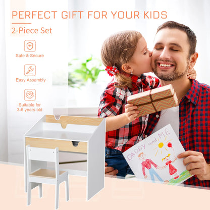 Kids Desk and Chair Set with Storage Drawer, for 6-10 Years Kids Desk Sets at Gallery Canada
