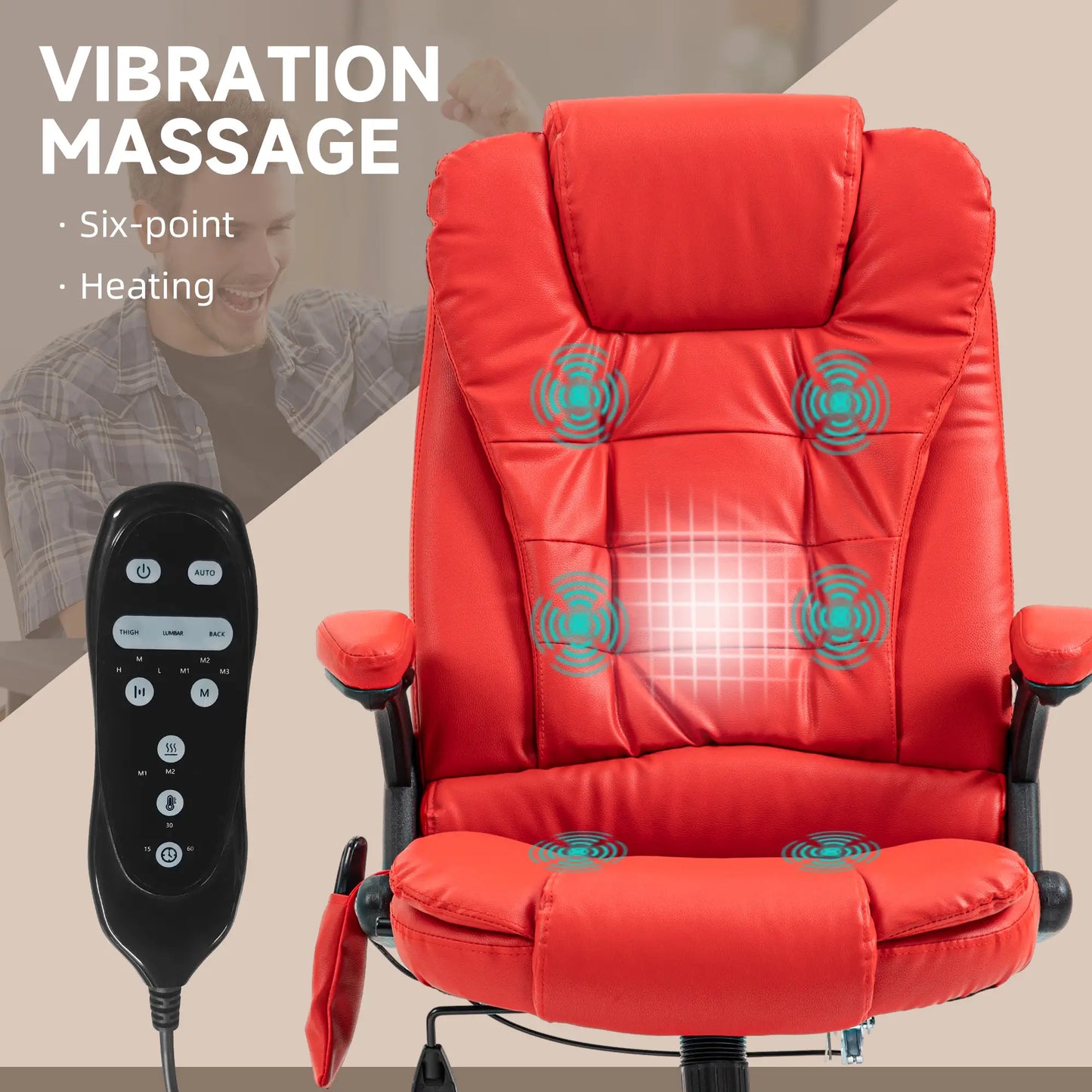 Adjustable Heated Ergonomic Massage Office Chair, High Back Faux Leather Massage Chairs at Gallery Canada