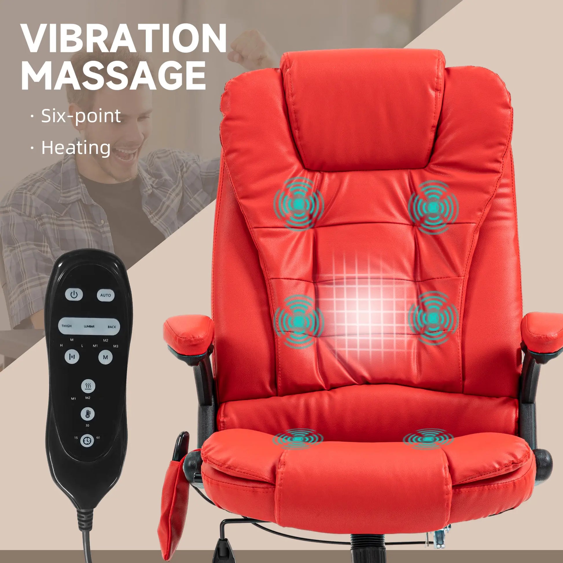 Adjustable Heated Ergonomic Massage Office Chair, High Back Faux Leather Massage Chairs at Gallery Canada
