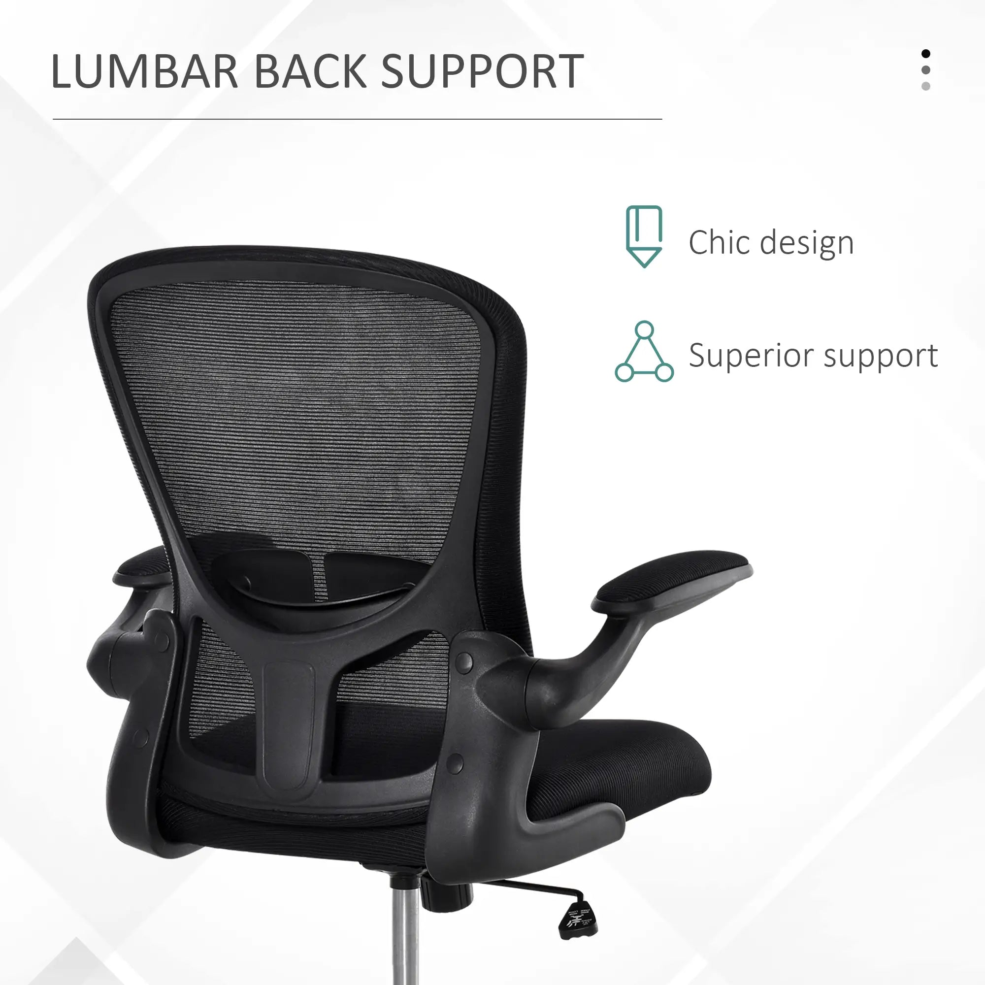 Mesh Office Chair, Swivel Desk Chair, Lumbar Support, Adjustable Height, Flip-Up Arm, Black Office Chairs at Gallery Canada