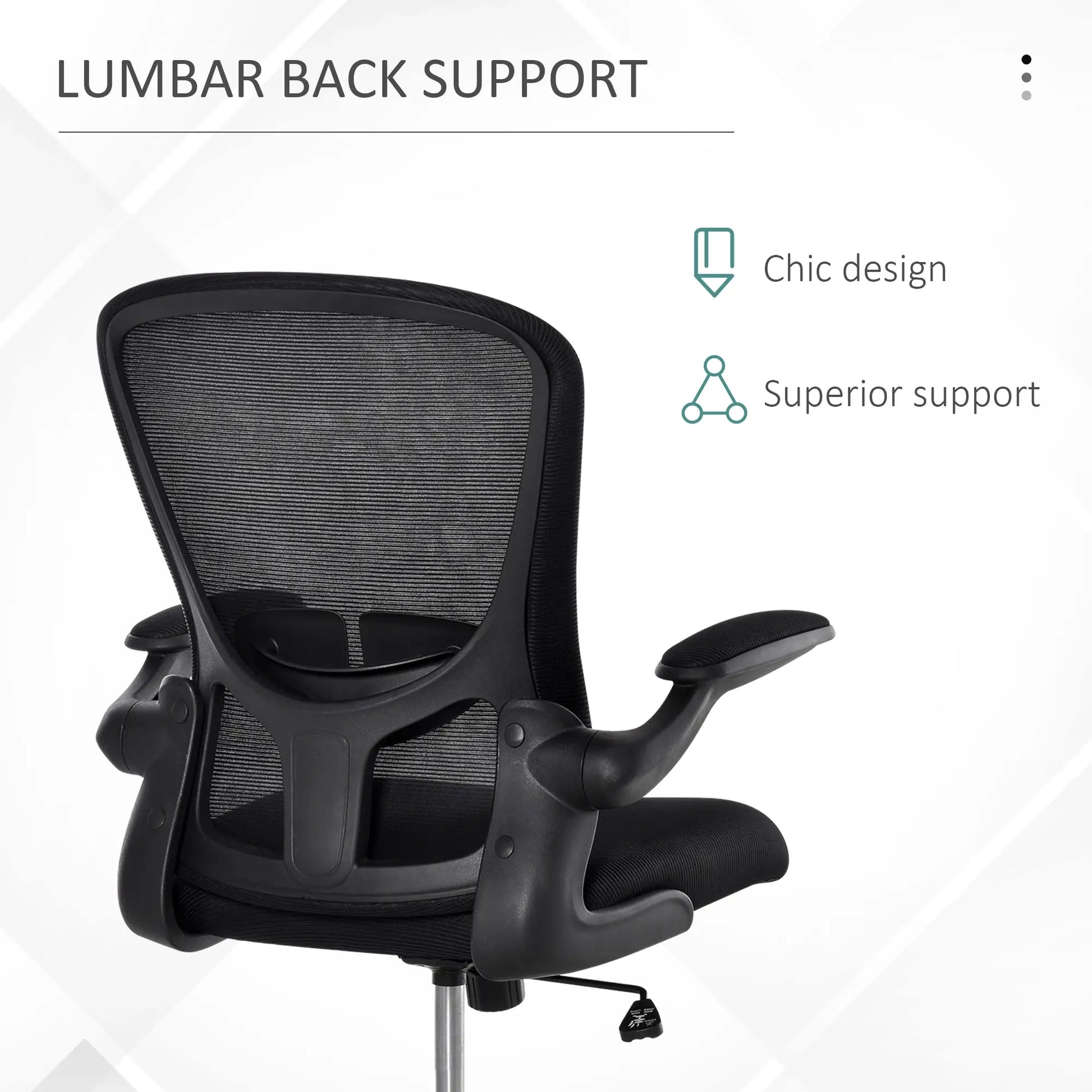 Mesh Office Chair, Swivel Desk Chair, Lumbar Support, Adjustable Height, Flip-Up Arm, Black Office Chairs at Gallery Canada