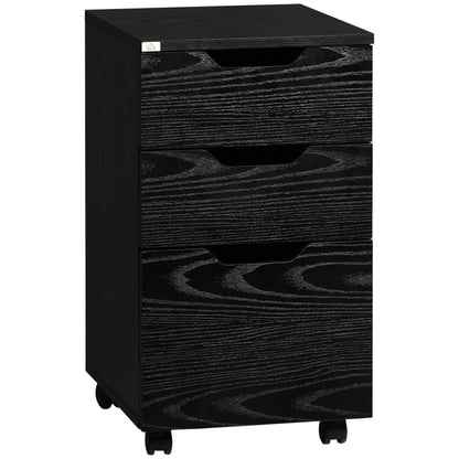 3 Drawer Vertical Filing Cabinet, Mobile Under Desk Storage, Wood Grain, Black Office Cabinets & Cupboards Black Wood Grain at Gallery Canada