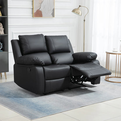 Double Reclining Loveseat, PU Leather Manual Recliner, Black 2-Seater Sofas at Gallery Canada