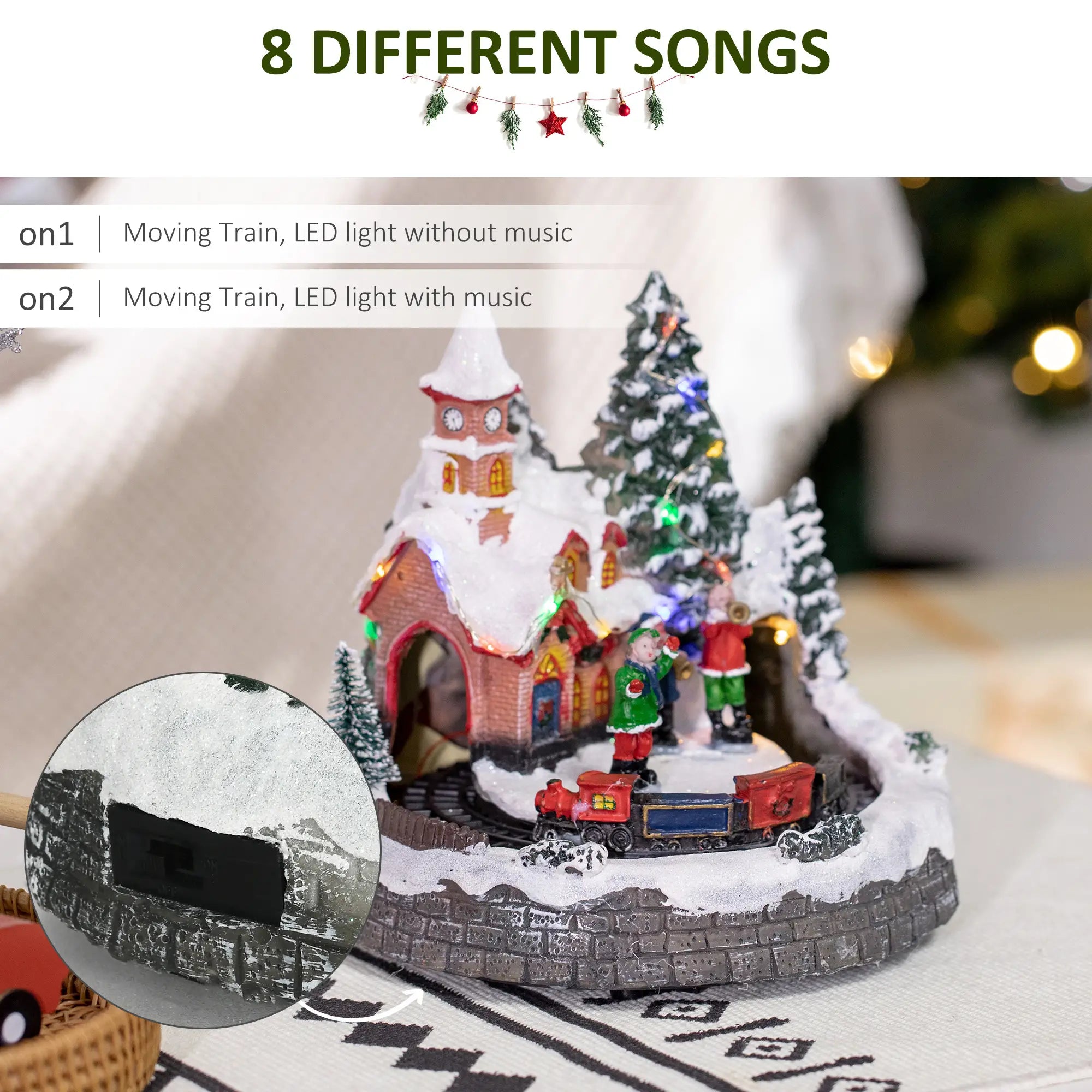 Desktop Christmas Village Houses, Rotating Train, Battery Operated, Multicolored Christmas Village Houses at Gallery Canada