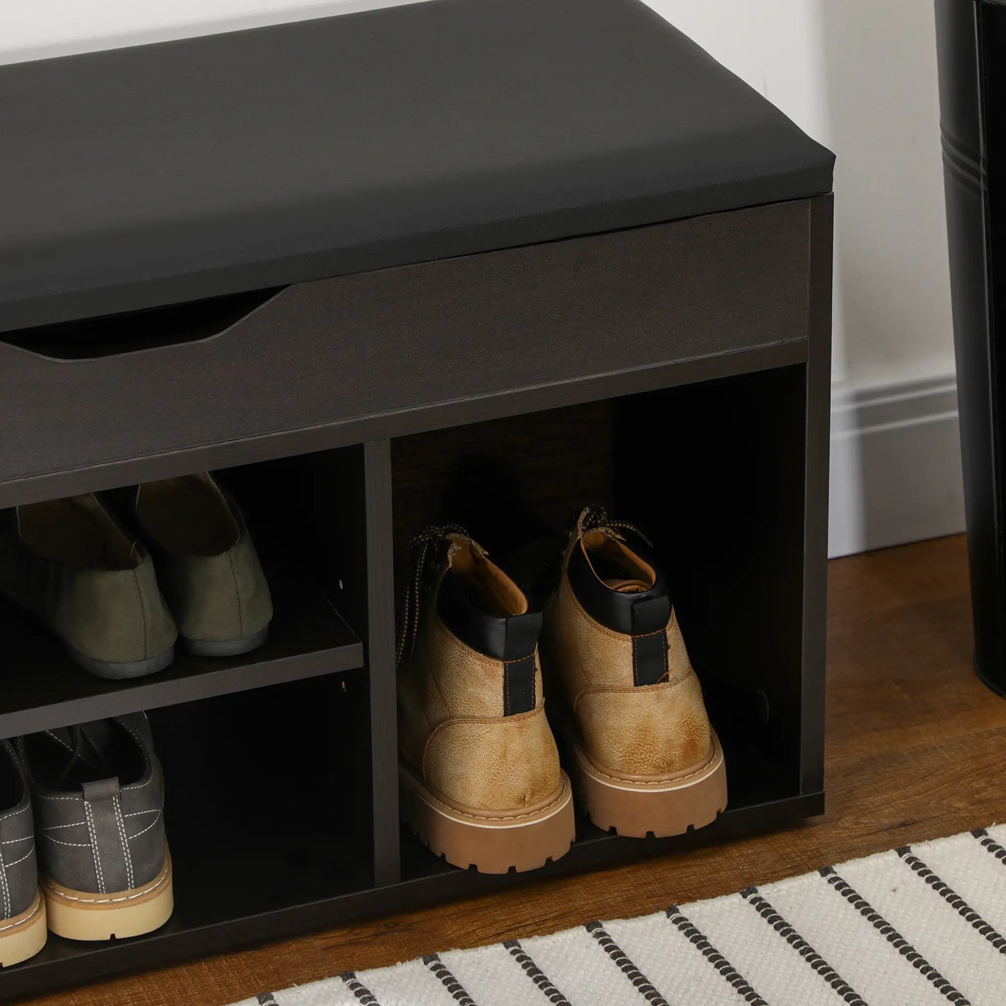 Shoe Bench with Padded Cushion, Hidden Storage, Black Shoe Storage Cabinets & Racks at Gallery Canada