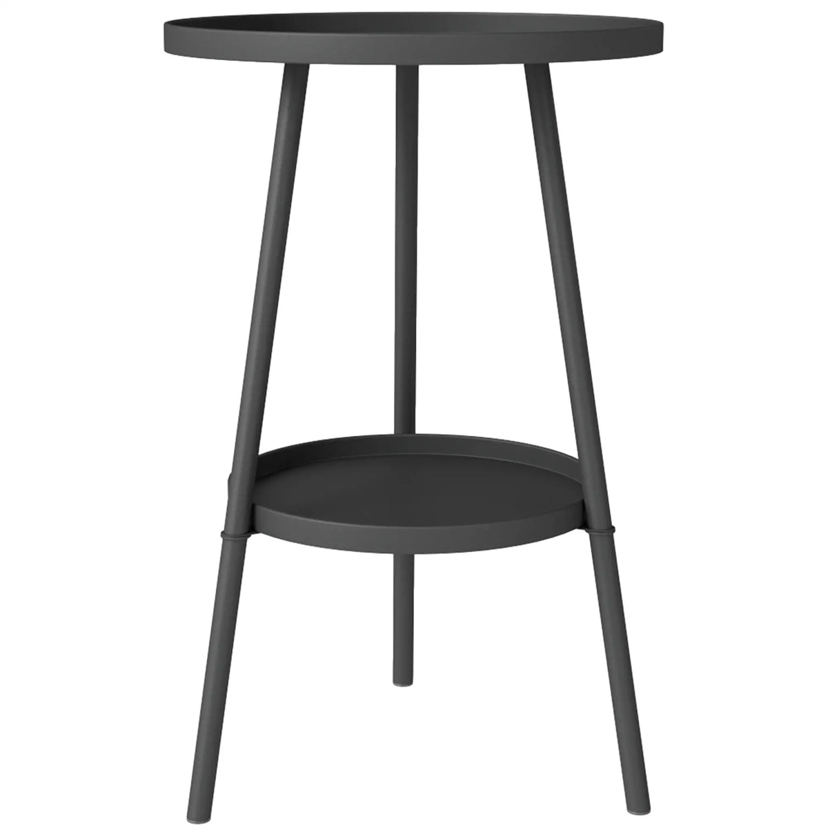 Round Garden Table, 2-Tier Small Side Table, Metal Patio Table, Black Patio Side Tables Black at Gallery Canada