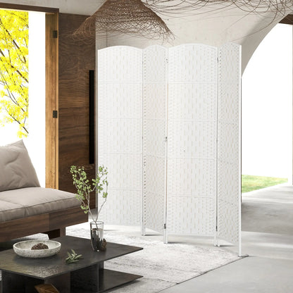 6ft 4-Panel Folding Room Divider, Wooden Frame, White Room Dividers at Gallery Canada