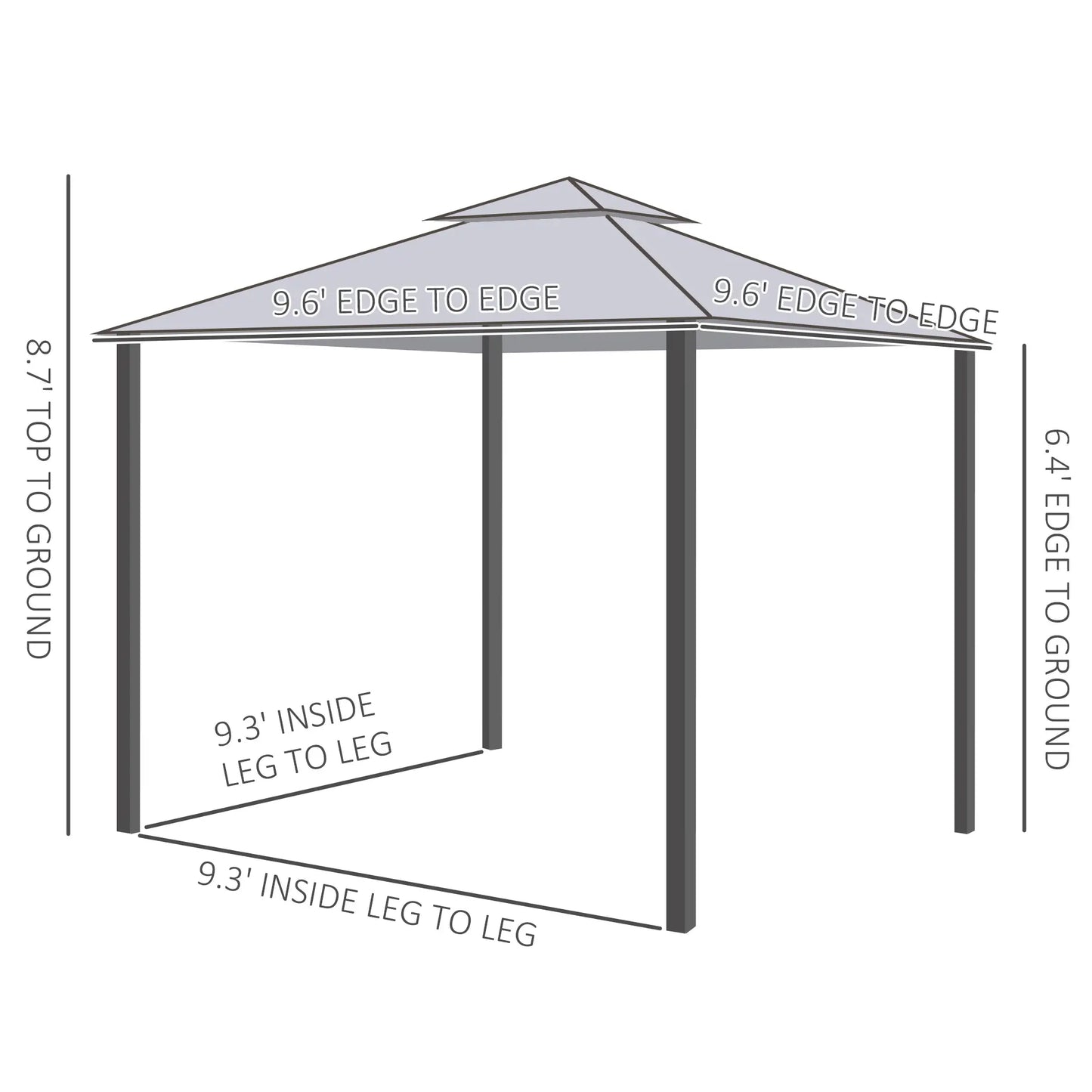 10' x 10' Gazebo, Steel Frame, Mosquito Netting, Grey Gazebos at Gallery Canada